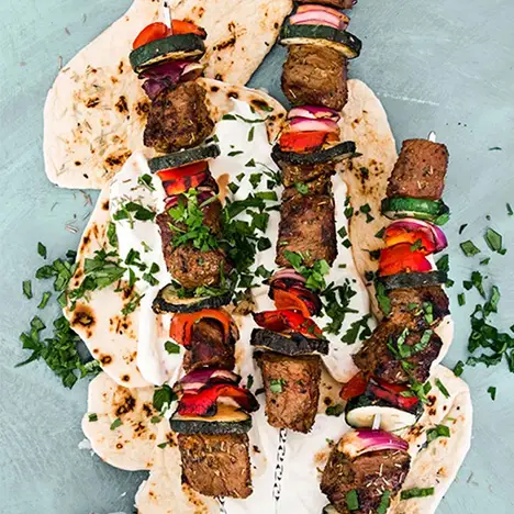 BBQ mediterranean beef skewers